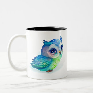 Caneca De Café Em Dois Tons Coruja de Cuta Aquarela (2)