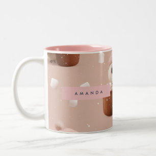 Caneca De Café Em Dois Tons Coruja-de-inverno branca personalizada com padrão 