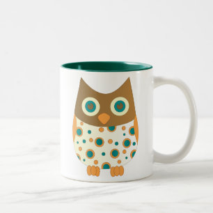Caneca De Café Em Dois Tons Coruja de olhos azuis