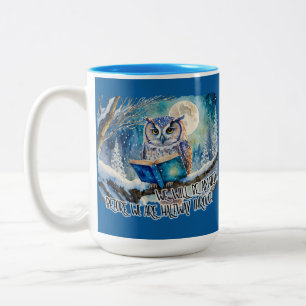 Caneca De Café Em Dois Tons Coruja Sóbria c/ Grandes Promessas do Livro dos AA