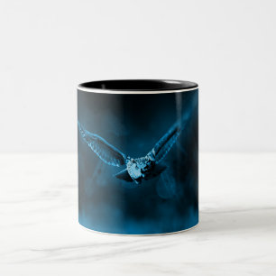 Caneca De Café Em Dois Tons Coruja Voadora Azul