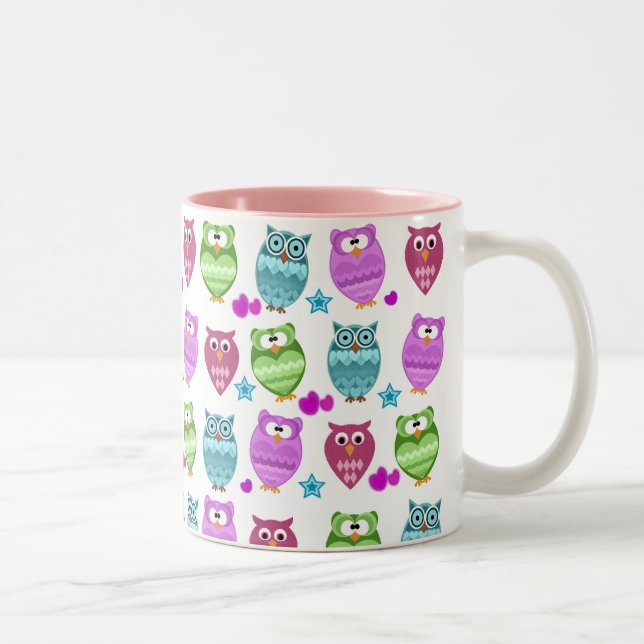Caneca De Café Em Dois Tons corujas bonitos (Direita)