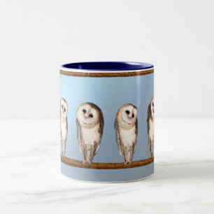 Caneca De Café Em Dois Tons Corujas curiosas