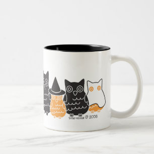 Caneca De Café Em Dois Tons Corujas do Dia das Bruxas