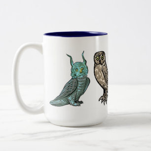 Caneca De Café Em Dois Tons Corujas medievais