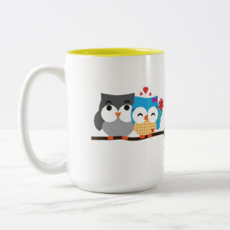 Caneca De Café Em Dois Tons Corujas no amor