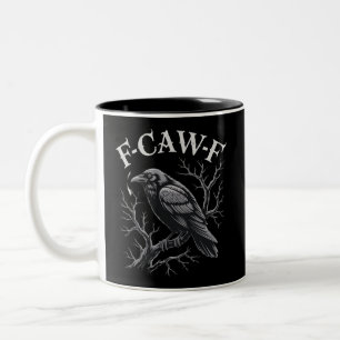 Caneca De Café Em Dois Tons Corvo Preto F-Caw-F Preto Engraçado Pássaro Lua Gó