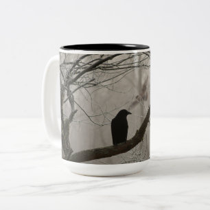 Caneca De Café Em Dois Tons Corvo sombrio ou corvo do inverno da queda que