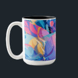 Caneca De Café Em Dois Tons Cosmic Celebration: Abstract Floating Orbs and Sta<br><div class="desc">Dive into a whirlwind of color and movement with this stunning abstract digital painting. Featuring a dynamic explosion of neon pink, electric blue, and sunny yellow, the composition showcases floating, translucent orbs that resemble celebratory balloons or cosmic bubbles. Scattered throughout the piece are whimsical stars and swirling ribbons, creating a...</div>