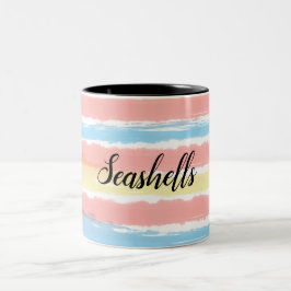 Caneca De Café Em Dois Tons Costelas Cor Azul Cor-de-Água Cor Azul Cor-de-Rosa