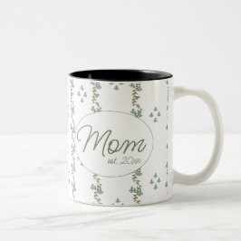 Caneca De Café Em Dois Tons Costume Elegante "Mãe, est. Caneta Floral Simples 