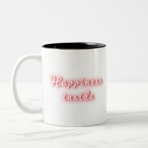 Caneca De Café Em Dois Tons Cota da tipografia brilhante do neon dentro da Fel