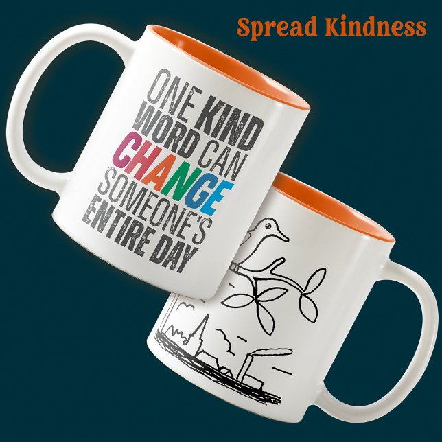 Caneca De Café Em Dois Tons Cota de Alteração de Tendência Engraçada (Kindness Quote Inspiration Coffee Mug Motivational Uplifting Birthday Holiday Coffee Lovers Gifts)