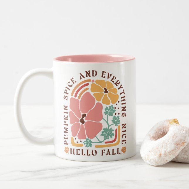 Caneca De Café Em Dois Tons Cota de outono de Boho (Com Donut)