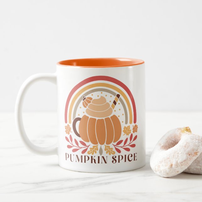 Caneca De Café Em Dois Tons Cota de outono de Boho (Com Donut)