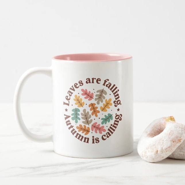 Caneca De Café Em Dois Tons Cota de outono de Boho (Com Donut)