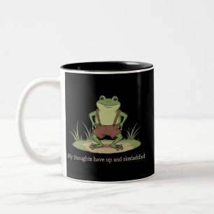 Caneca De Café Em Dois Tons Cottagecore Sapo Fugir Engraçado Sarcástico