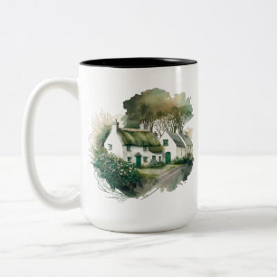 Caneca De Café Em Dois Tons COTTAGEM IRLANDESA DA COR DA ÁGUA bonito