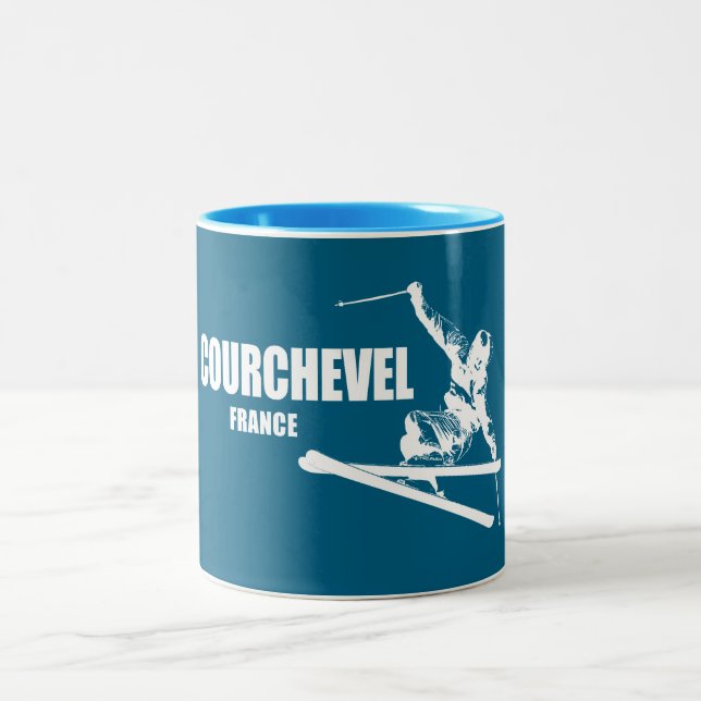 Caneca De Café Em Dois Tons Courchevel France Skier (Centro)
