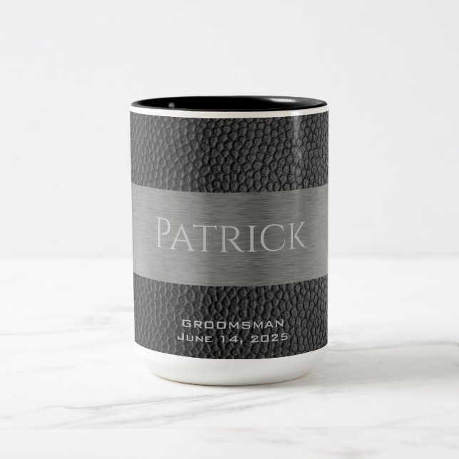 Caneca De Café Em Dois Tons Couro e Impressão de metal monograma (Centro)