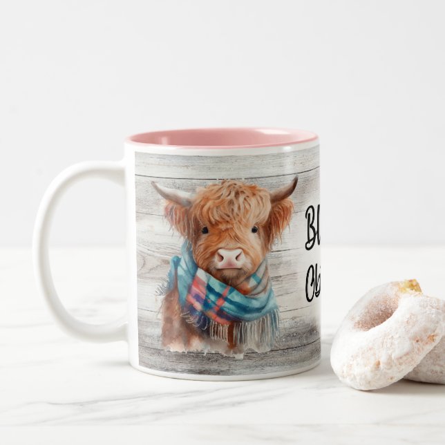 Caneca De Café Em Dois Tons Cow Lover Mug 11oz (Com Donut)