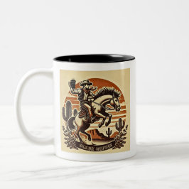 Caneca De Café Em Dois Tons Cowboy Café Mug Retro Design