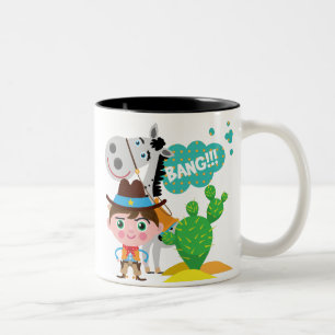 Caneca De Café Em Dois Tons Cowboy e Cavalo