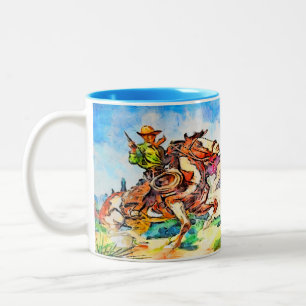 Caneca De Café Em Dois Tons Cowboy na Corrida