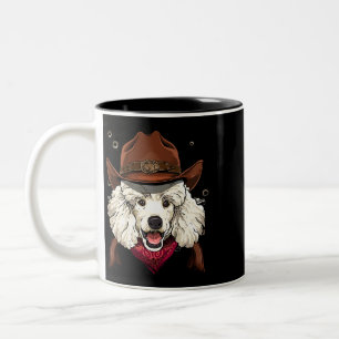 Caneca De Café Em Dois Tons Cowboy Poodle Western Rodeo Cowboy Hat e Bandana