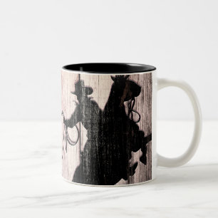 Caneca De Café Em Dois Tons Cowboy Rustic Wood Barn Country Wild West
