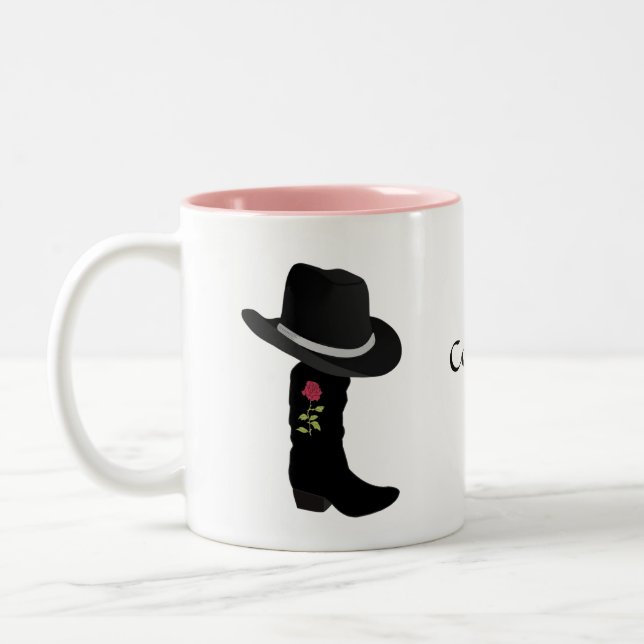 Caneca De Café Em Dois Tons Cowgirl Black Hat e Boot Coffee Mug (Esquerda)