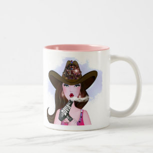 Caneca De Café Em Dois Tons "Cowgirl Diva Hair Stylist"