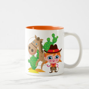 Caneca De Café Em Dois Tons Cowgirl e Horse