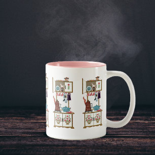 Caneca De Café Em Dois Tons Cozinha Retroativa Vintage com Pote de café