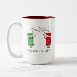 Caneca De Café Em Dois Tons Cozinhar de Natal Espinhos engraçados de chef
