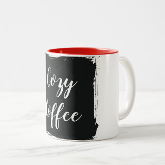 Caneca De Café Em Dois Tons Cozy Coffee Aesthetic Script Two-Tone Ceramic Mug