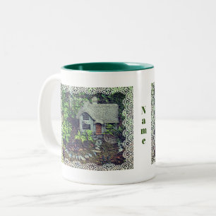 Caneca De Café Em Dois Tons Cozy Flower Garden Cottage Personalizado