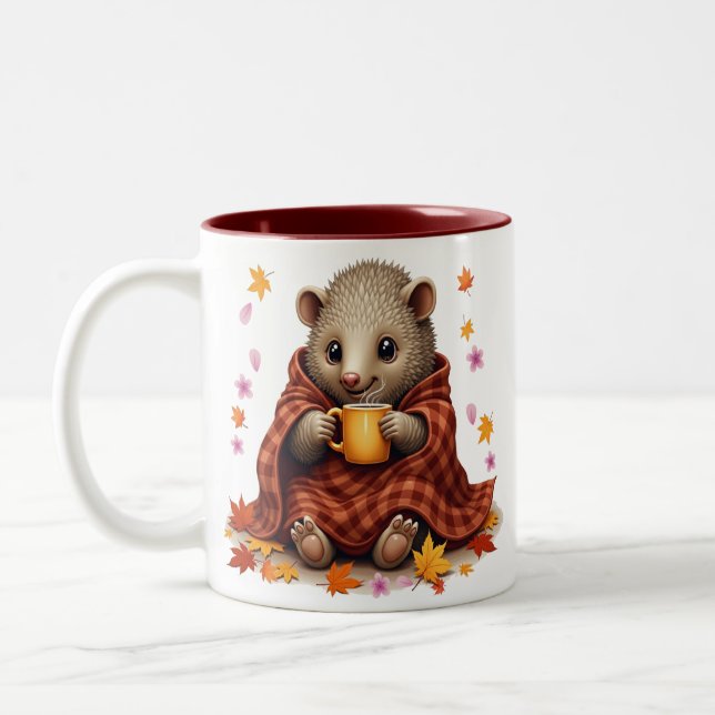 Caneca De Café Em Dois Tons Cozy Pangolin Mug - Pangolin in Blanket Coffee  (Esquerda)