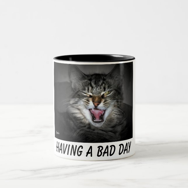 Caneca De Café Em Dois Tons Crabby Kitty Cat Mug (Centro)
