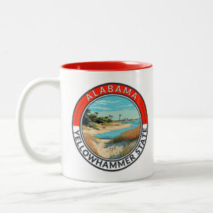 Caneca De Café Em Dois Tons Crachá de arte de viagem do Alabama
