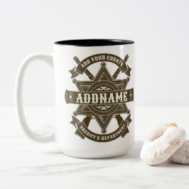 Caneca De Café Em Dois Tons Crachá de fuzis-adjuntos do Xerife Oeste Personali