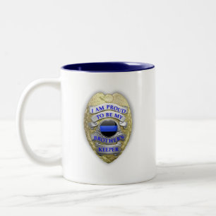 Caneca De Café Em Dois Tons Crachá do Guardião dos Irmãos de Linha Azul-Fino
