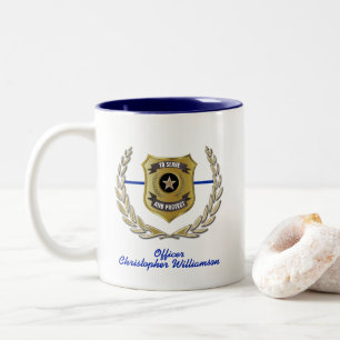 Caneca De Café Em Dois Tons Crachá do policial personalizado