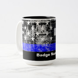 Caneca De Café Em Dois Tons Crachá Nº Mug de Linha Azul Fino