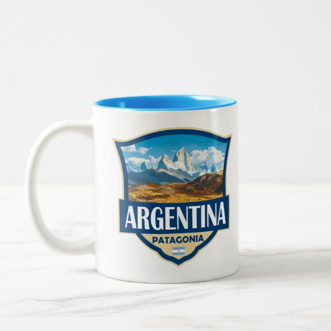 Caneca De Café Em Dois Tons Crachá Retro de Ilustração da Argentina (Esquerda)