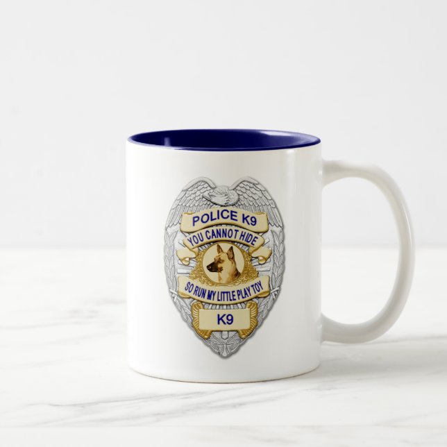 Caneca De Café Em Dois Tons Crachá Thin Blue Line K9 (Direita)