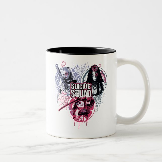 Caneca De Café Em Dois Tons Crachás dos grafites das meninas do pelotão do (Direita)