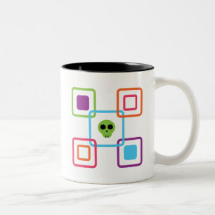 Caneca De Café Em Dois Tons Crânio ao quadrado