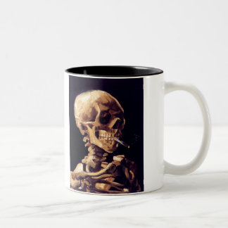 Caneca De Café Em Dois Tons Crânio com cigarro, Van Gogh