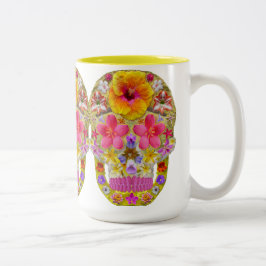 Caneca De Café Em Dois Tons Crânio da Flor 4 - Tropical